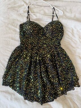 Black Sequin mini dress with Spaghetti Straps